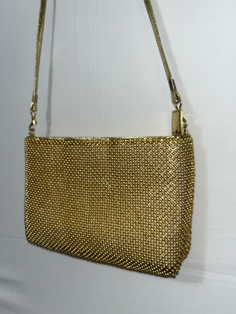 Vintage Beaded Metal Gold Mesh Crossbody Bag for Evenings Vintage by Marlo